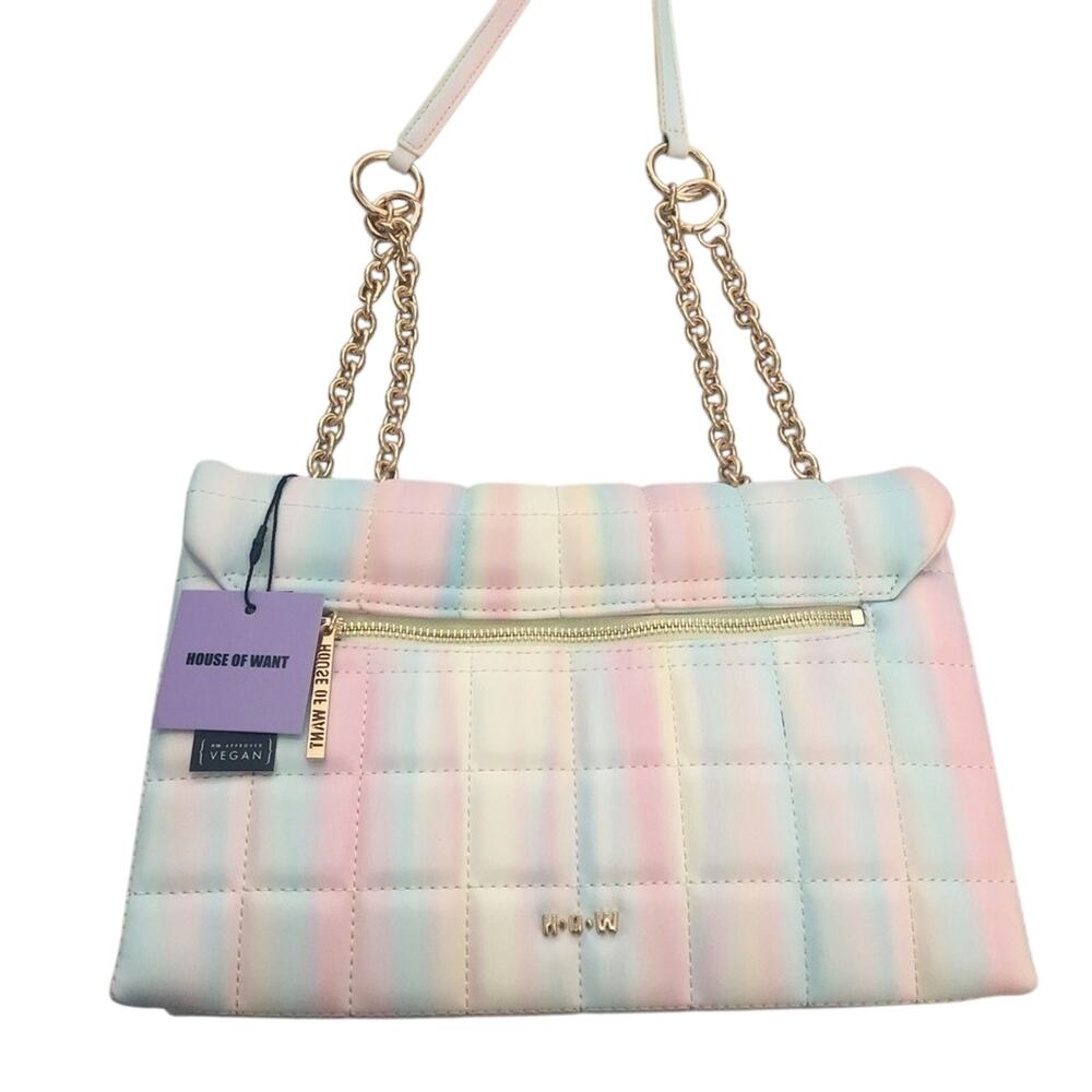 House of Want H.O.W. We Step Up Shoulder Bag in Sunset Stripe Pastel NEW